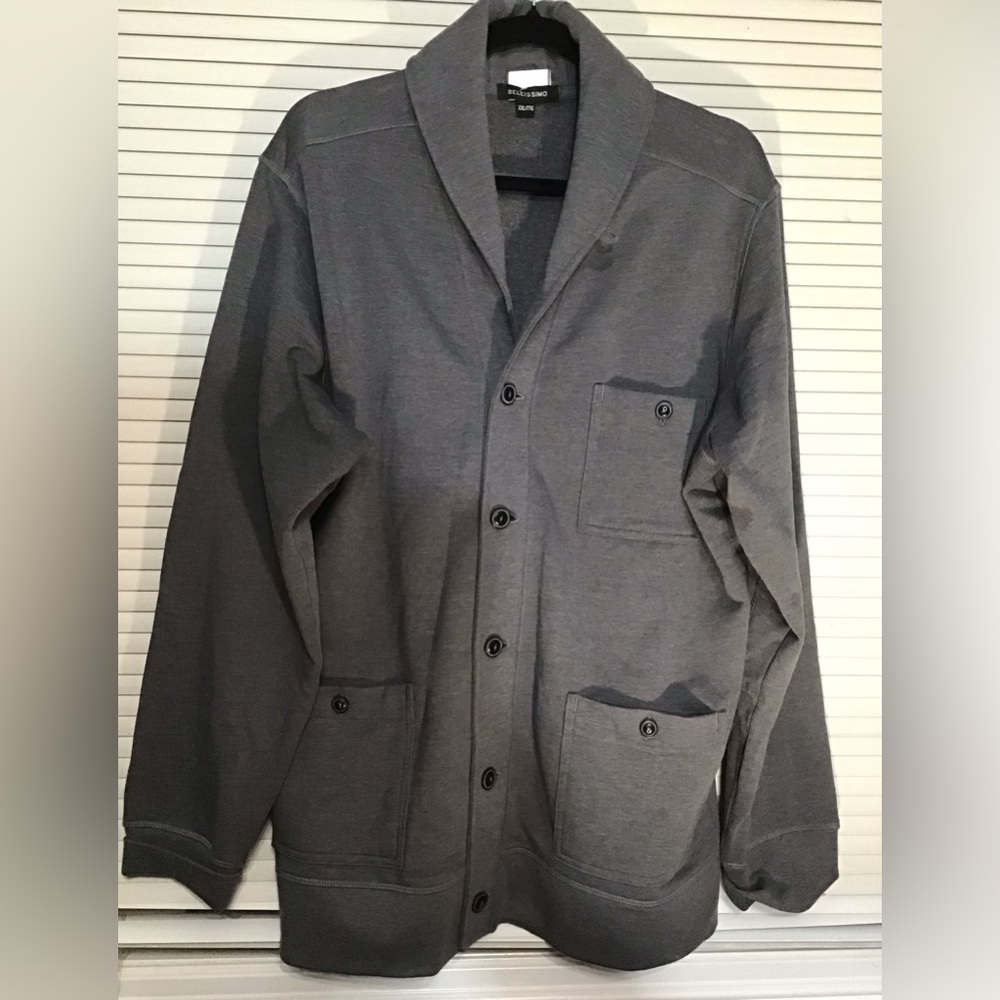 Bellissimo Shawl Collar Button Cardigan Shacket Reinforced Elbows/60% cotton